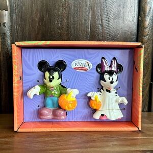 Disney Halloween Mickey Frankenstein & Minnie Bride Hand Painted Ceramic Shakers